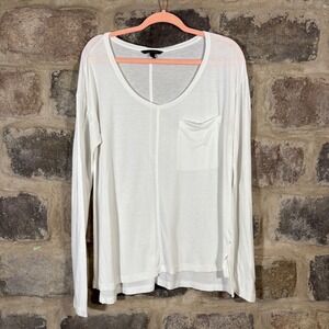 Banana Republic White Long Sleeve Top with‎ Pocket Women's M Casual Lightweight